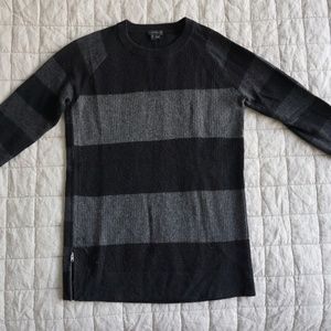 Theory Cashmere Black and Grey Striped Sweater